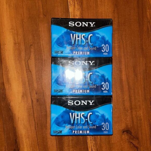 Sealed Sony VHS-C Premium 3 Pack Tapes 30 Minute SP 90 Minute EP New - Picture 1 of 4